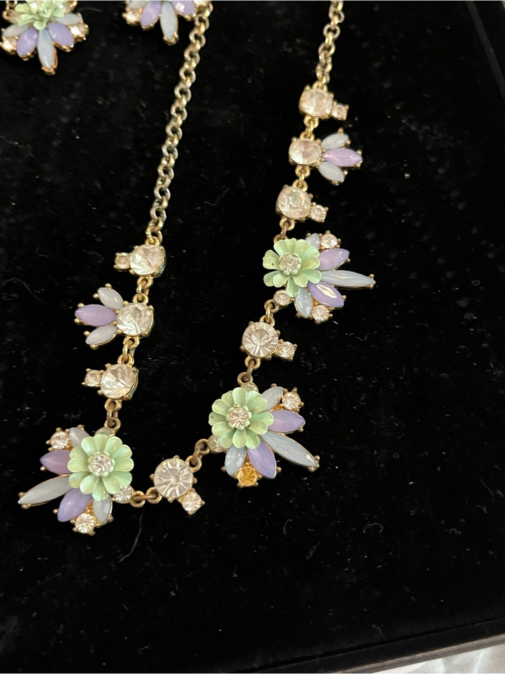 Park Lane Mint and Lavender Floral Crystal Necklace & Earring Set - Picture 4 of 4